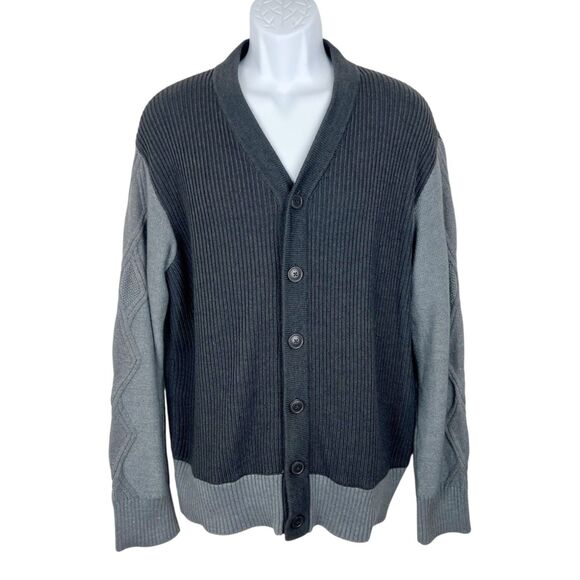 A|X Armani Exchange Sweater Men Extra Large Grey Cardigan Button Up Wool Blend - Picture 1 of 16